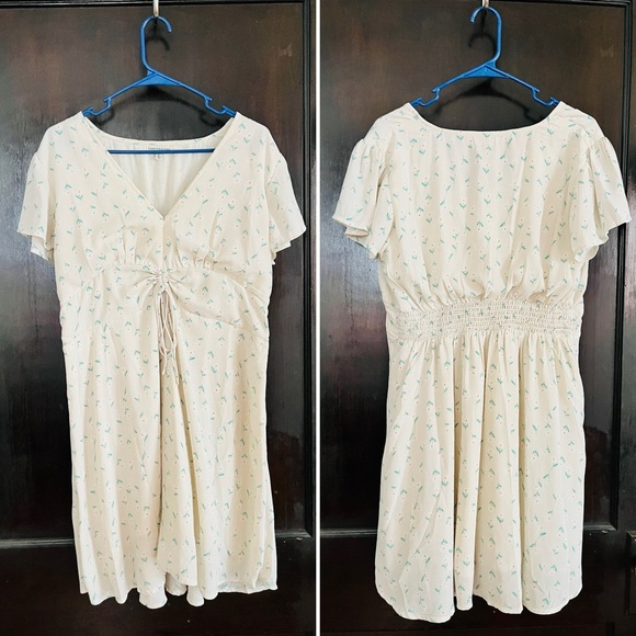 Earthbound daisy print dress with ruched waist, size L - Picture 1 of 1